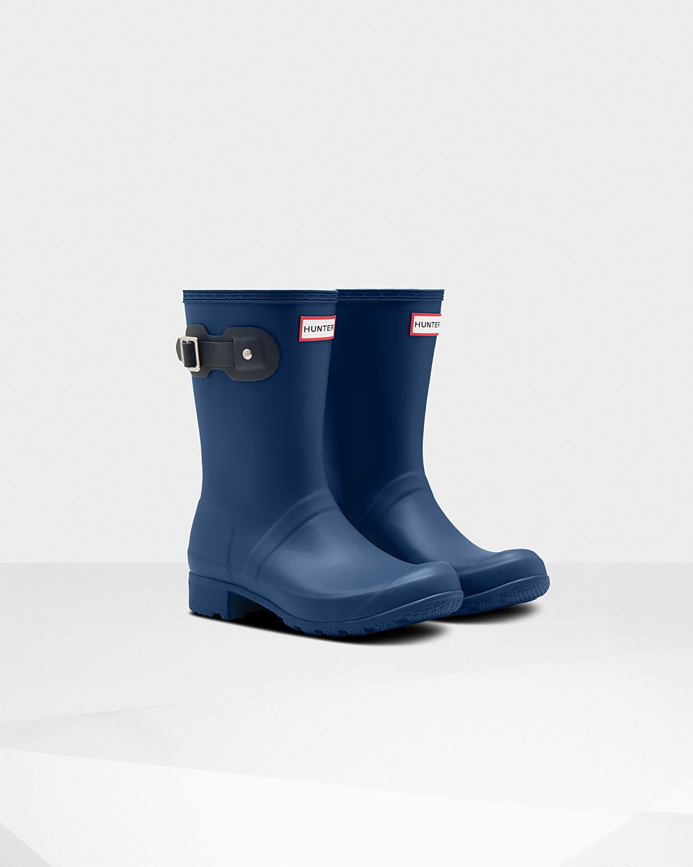 Hunter Original Tour Foldable Short Rain Boots - Discount Womens Navy - MBNOTW180